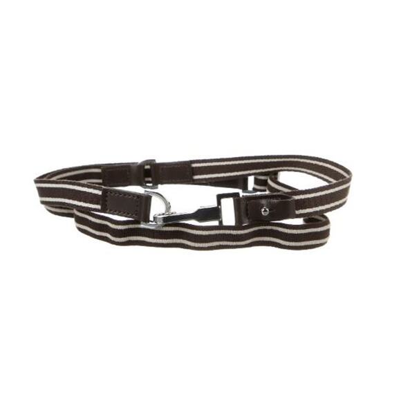 MAXMARA Skinny Leather Trim Clasp Striped Belt M